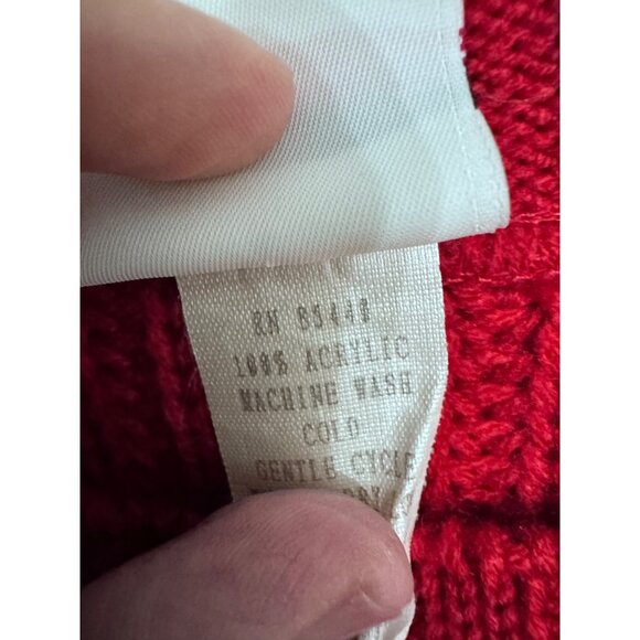 Bobbi Brooks vintage knit sweater bright red‎ ribbed cuff size L - Picture 3 of 5